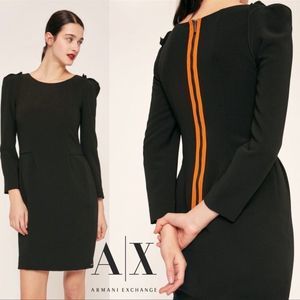 Armani Exchange Black Quarter Sleeve Business Casual Dress Size 2 orange zipper